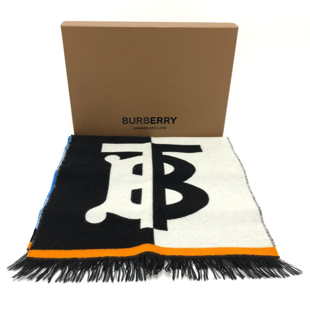 Burberry Scarf 8023067 Wool Black Grey Tb Logo Mens(Unisex)