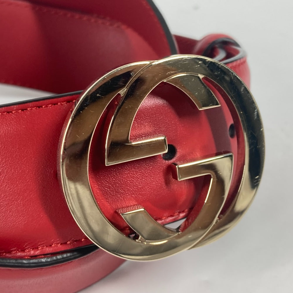 Gucci Belt 546386 Leather Gold Gg Interlocking G Women 85