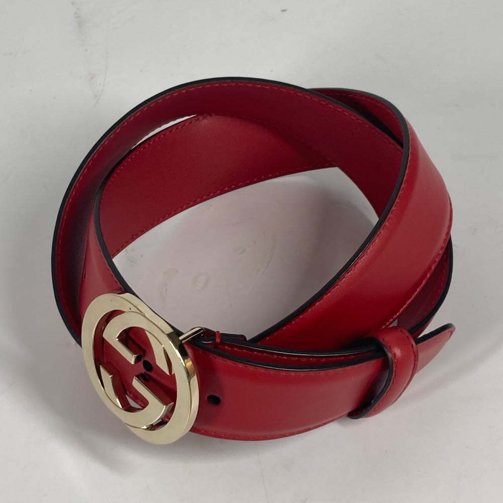 Gucci Belt 546386 Leather Gold Gg Interlocking G Women 85