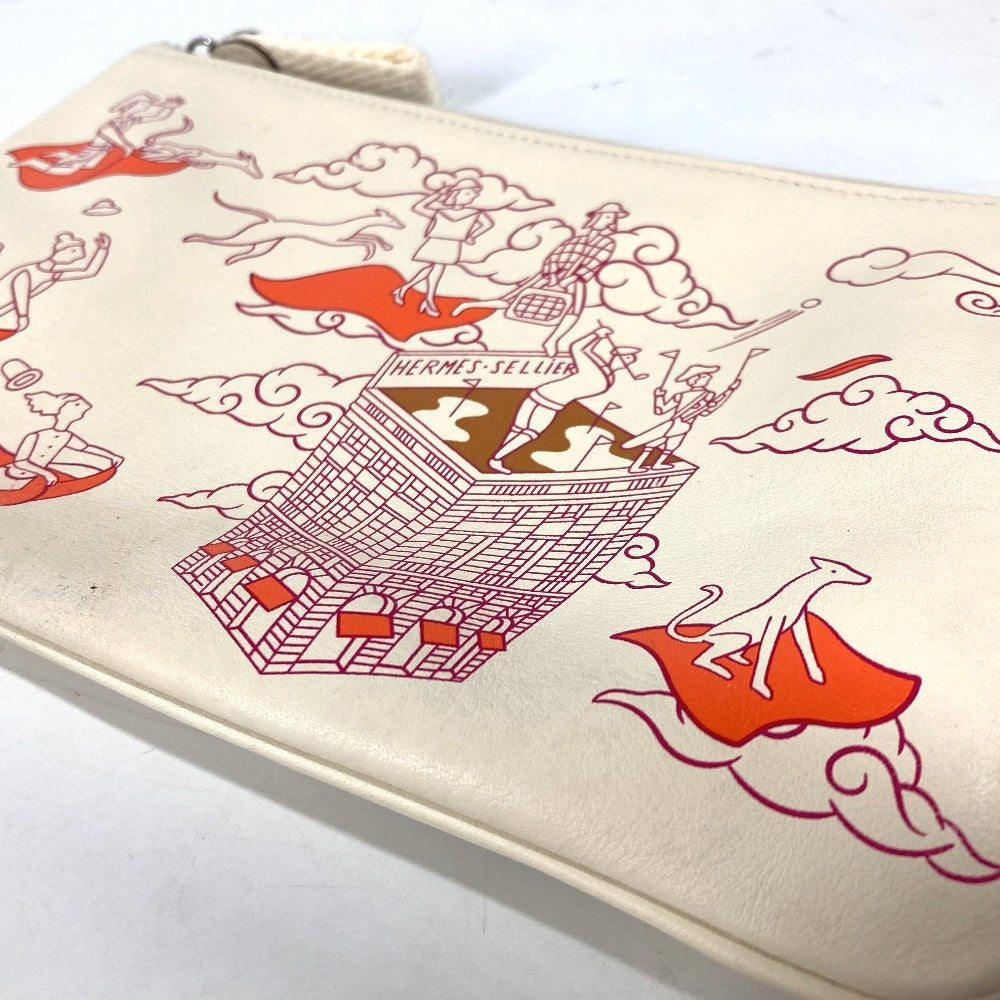 Hermes Pouch Leather Ivorytype Carre Pocket Long