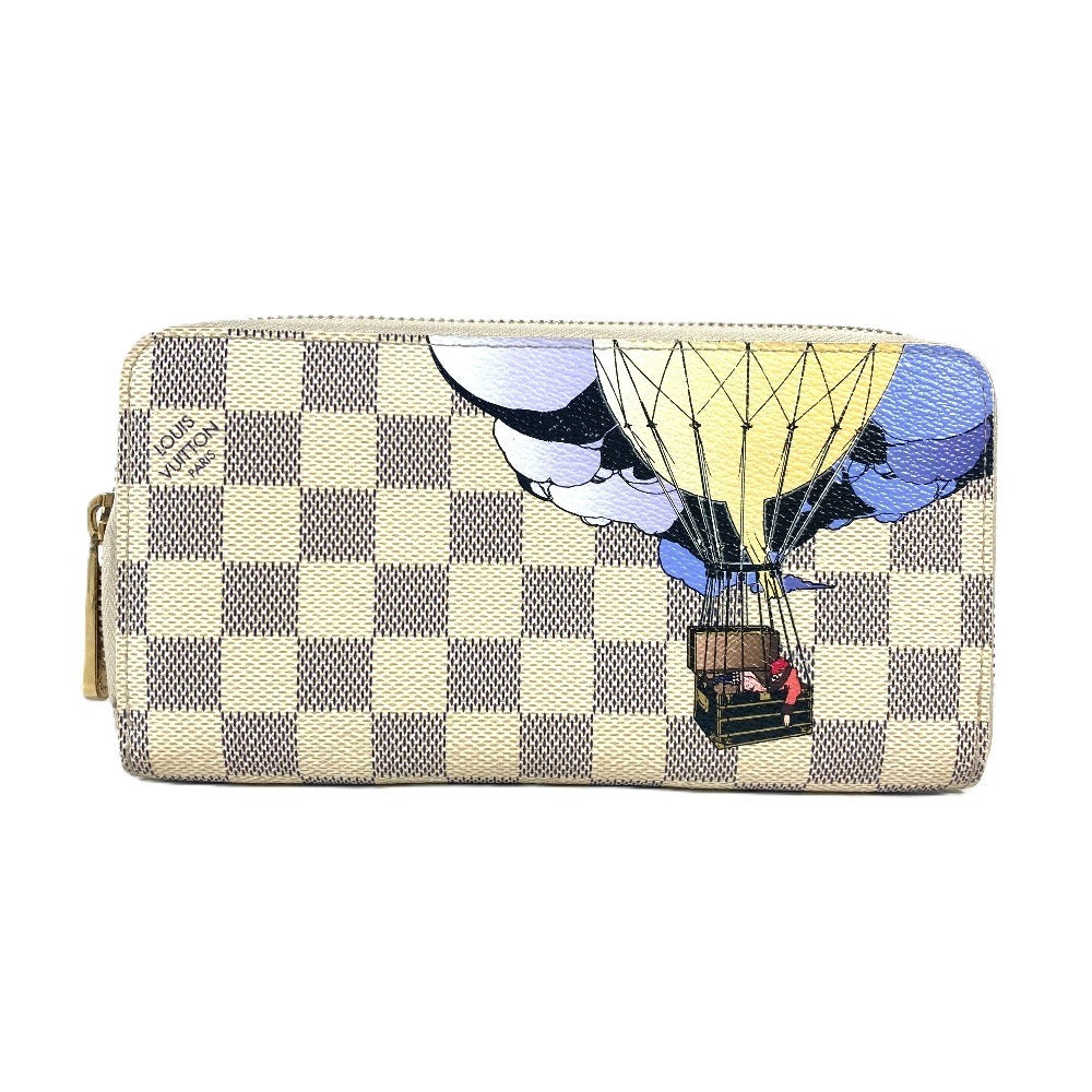 Louis Vuitton Long Wallet Purse N63006 Damier Azur Canvas White Damier Azur Balloon Motif Women