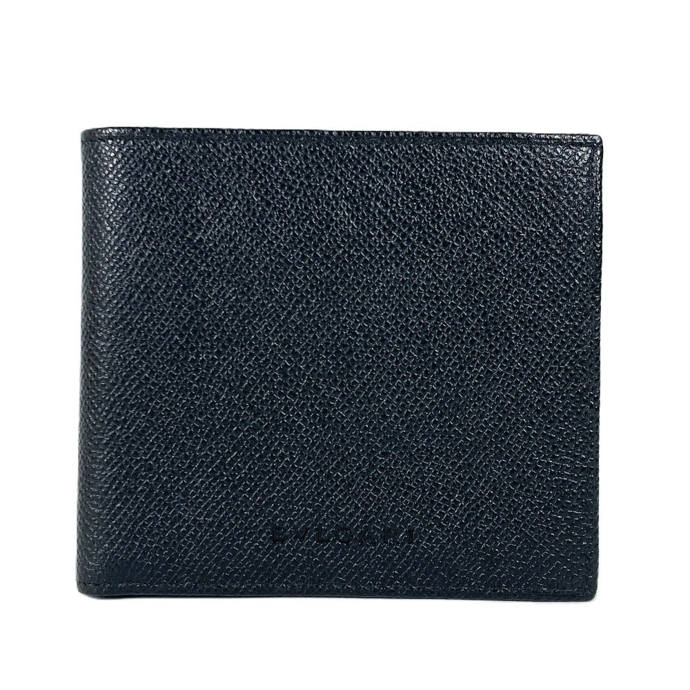 Bvlgari Folded Wallet Leather Black Logo Unisex(Unisex)