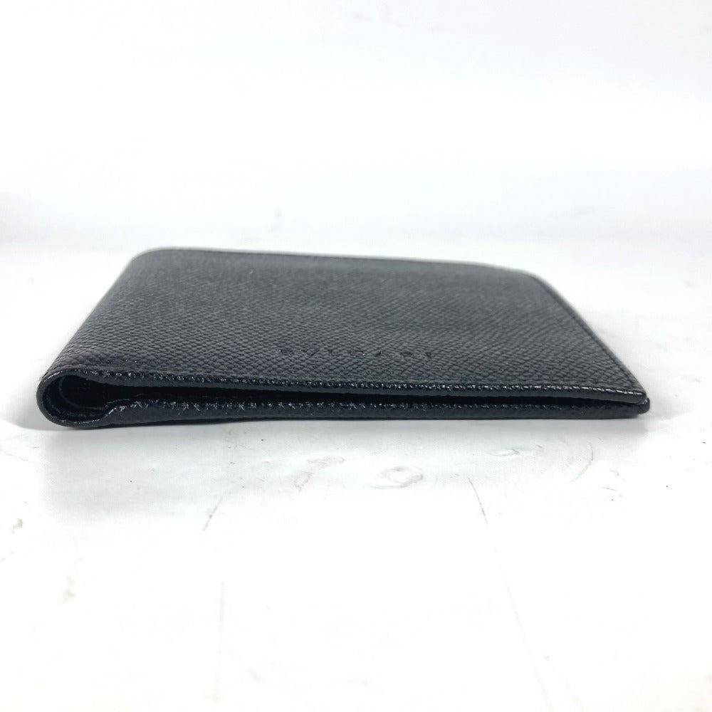 Bvlgari Folded Wallet Leather Black Logo Unisex(Unisex)