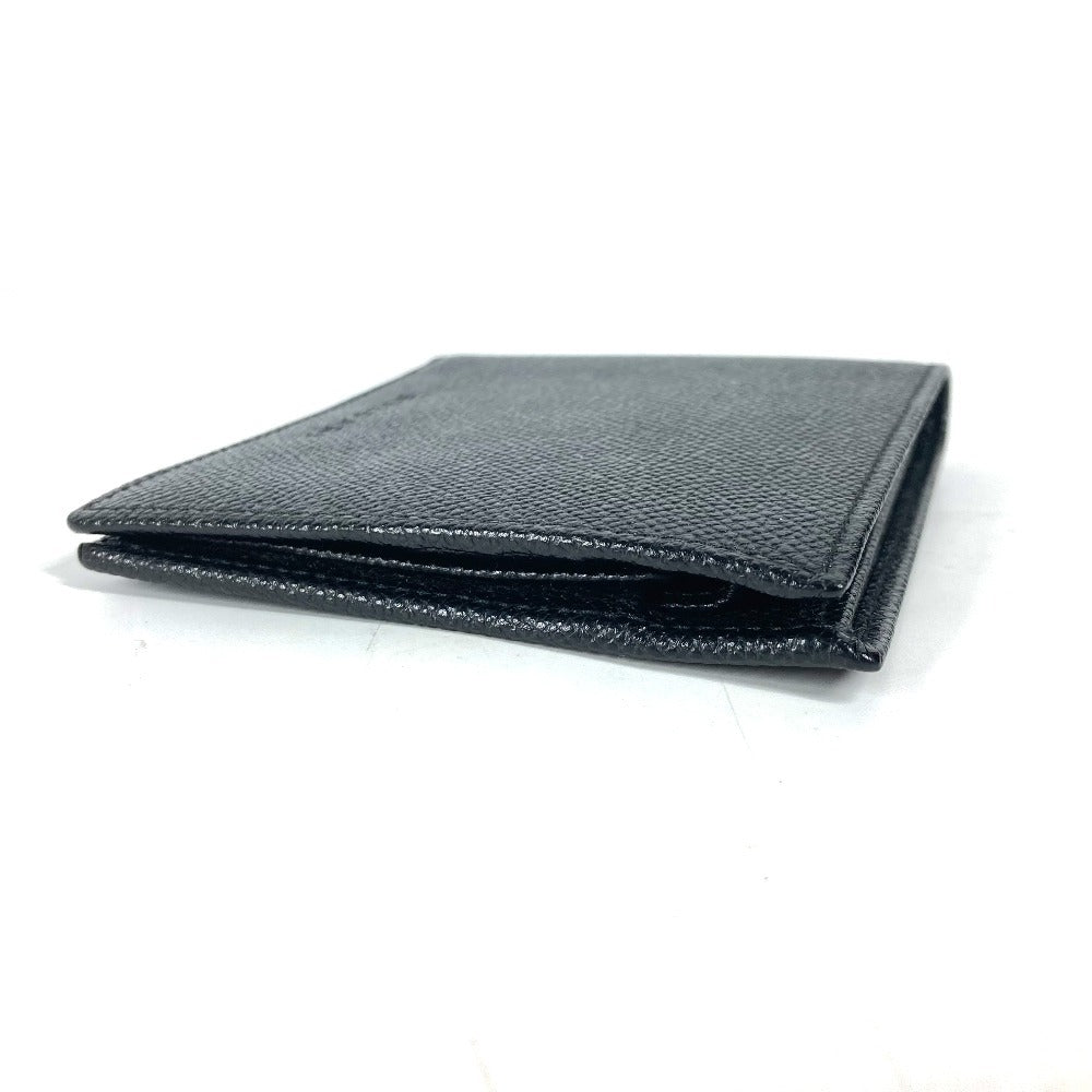 Bvlgari Folded Wallet Leather Black Logo Unisex(Unisex)