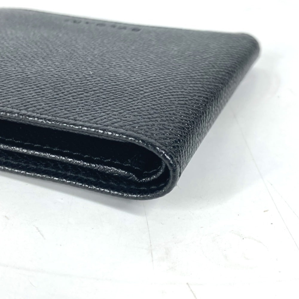 Bvlgari Folded Wallet Leather Black Logo Unisex(Unisex)