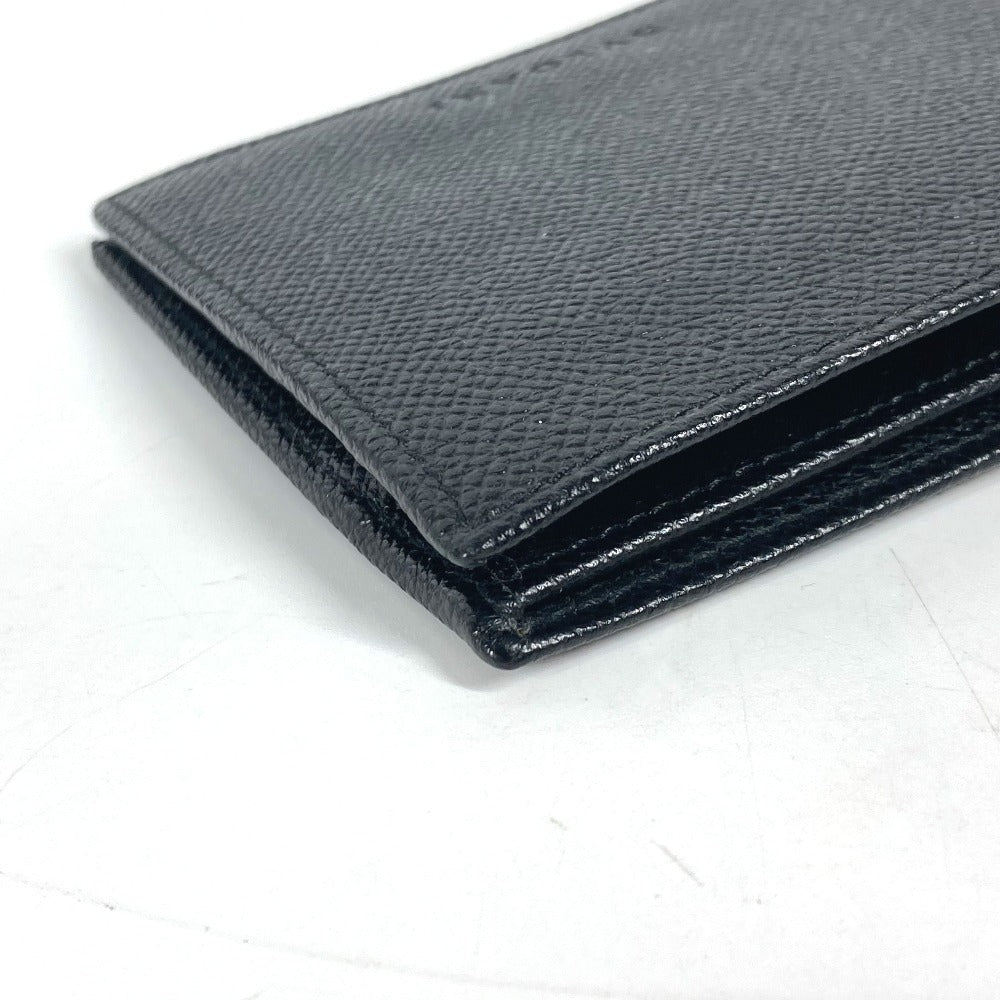 Bvlgari Folded Wallet Leather Black Logo Unisex(Unisex)