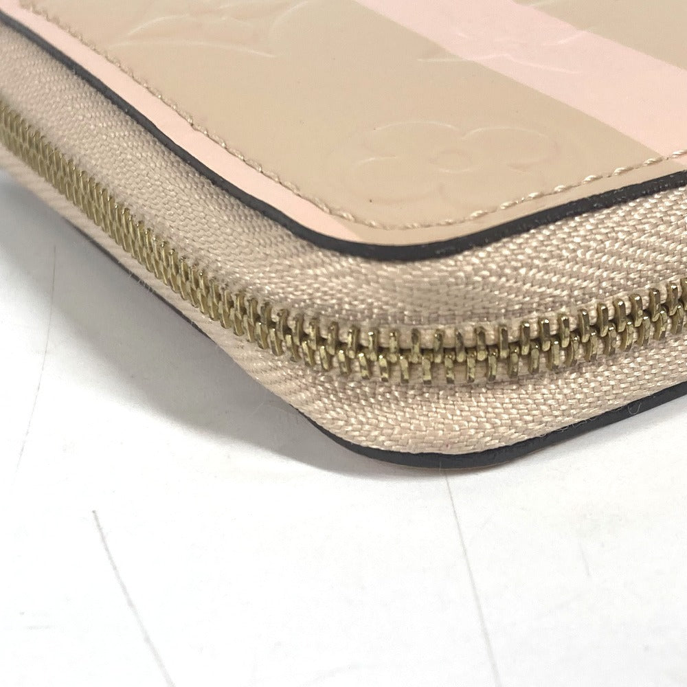 Louis Vuitton Coin Case M58066 Monogram Vernis Beige Monogram Vernis Rayure Zip Around Purse Women