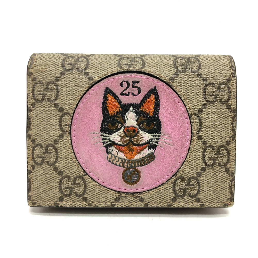 Gucci Folded Wallet 506277 Gg Supreme Canvas Beige Gg Supreme Bosco Women