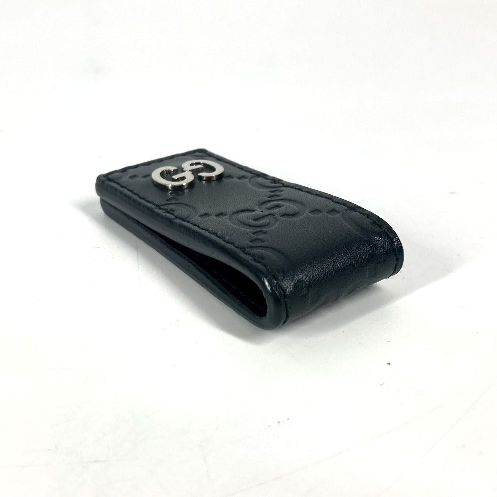 Gucci Money Clip 522867 Sima Leather Black Gg Guccisima Mens