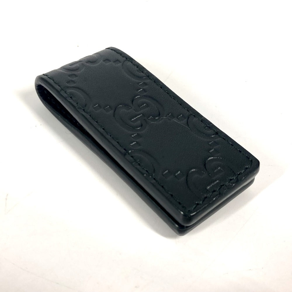 Gucci Money Clip 522867 Sima Leather Black Gg Guccisima Mens