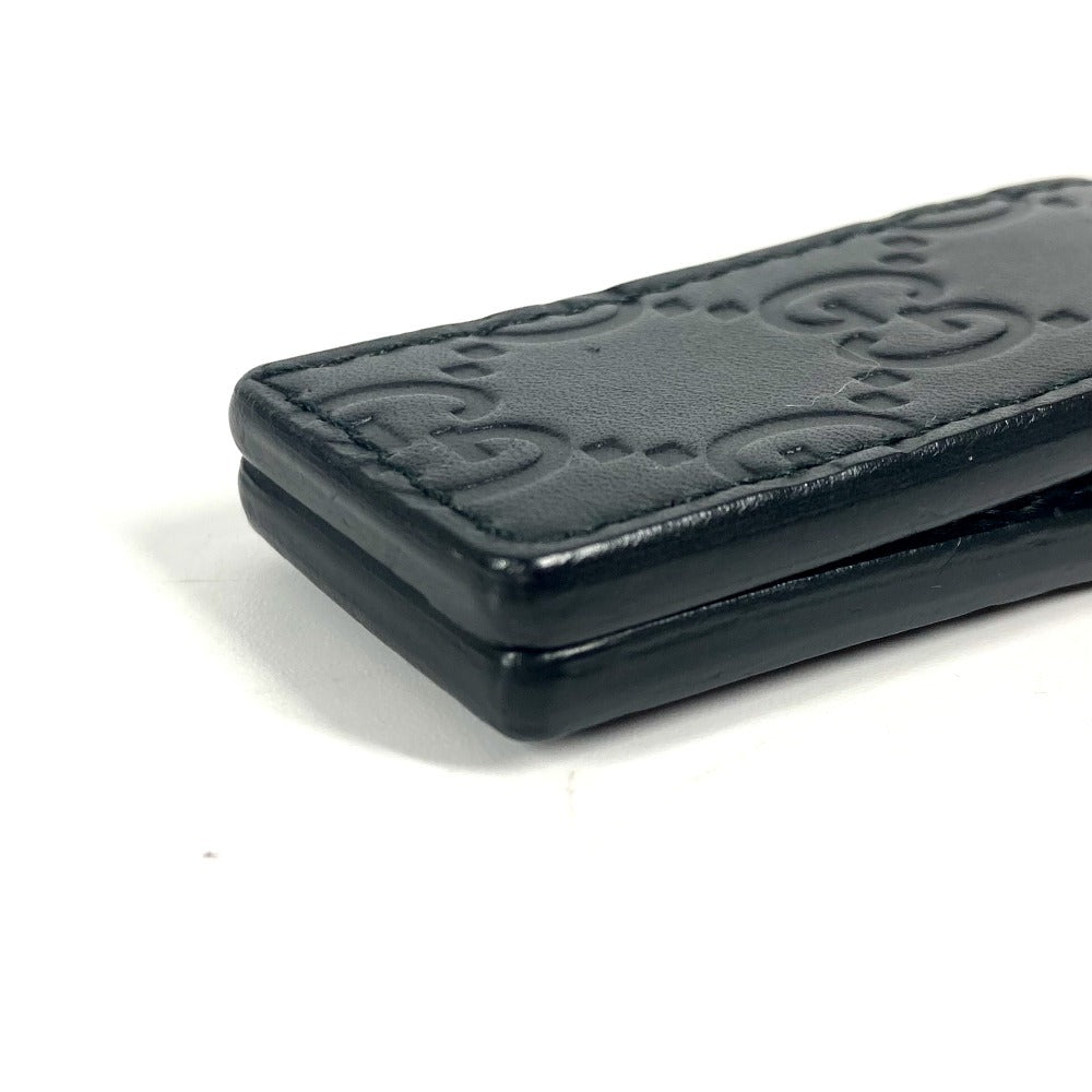 Gucci Money Clip 522867 Sima Leather Black Gg Guccisima Mens