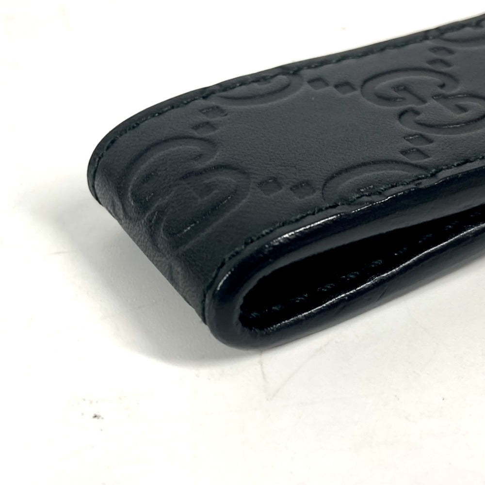 Gucci Money Clip 522867 Sima Leather Black Gg Guccisima Mens