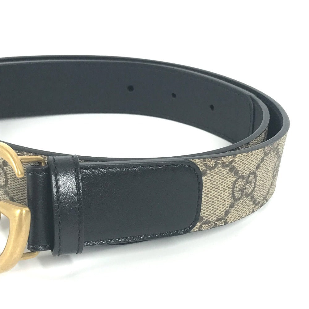 Gucci Belt 625839 Gg Supreme Canvas, Leather Beige Gg Supreme Double G Slim Belt Women 70