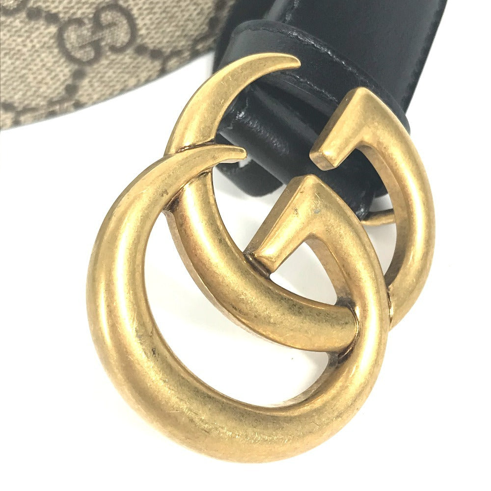 Gucci Belt 625839 Gg Supreme Canvas, Leather Beige Gg Supreme Double G Slim Belt Women 70