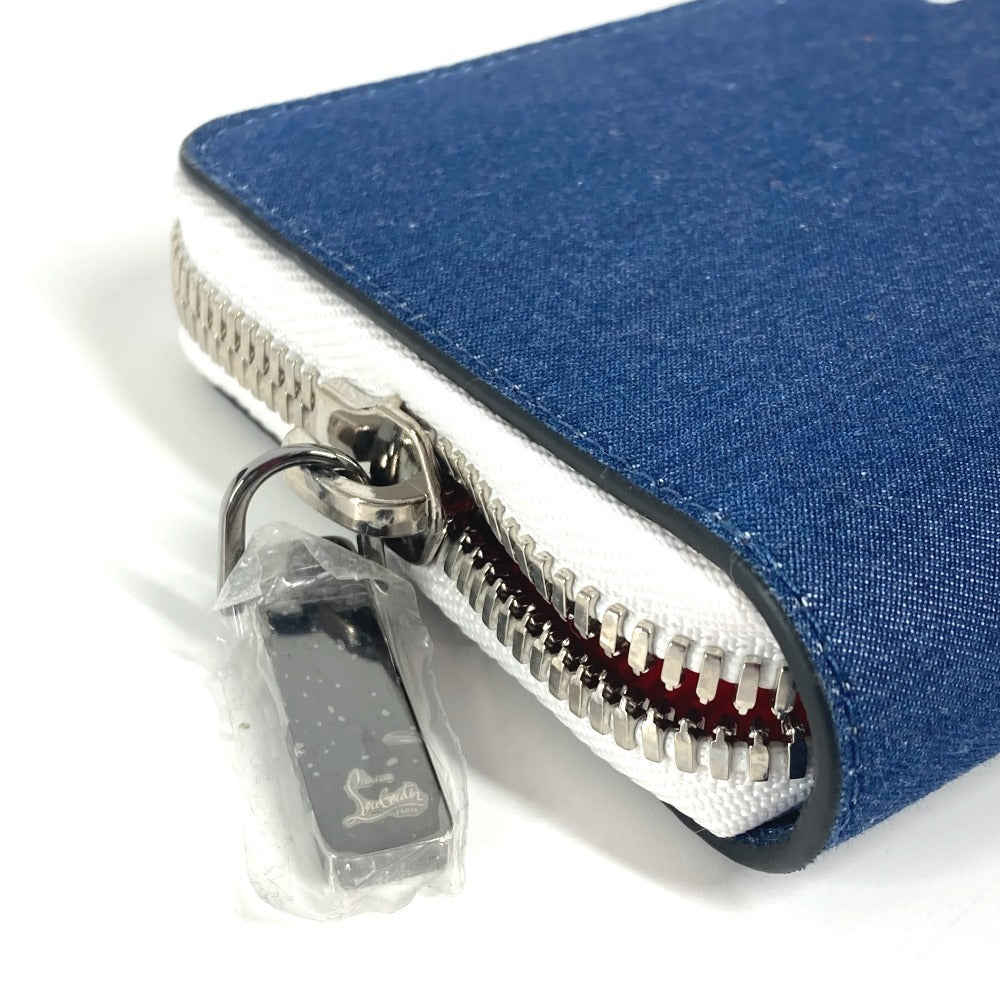 Christian Louboutin Long Wallet Purse 1235496 Denim Blue Long Wallet Cl Logo Unisex(Unisex)