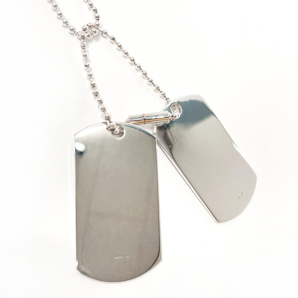 Gucci Necklace Silver925 Silver Ball Chain Dog Tag Double Plate