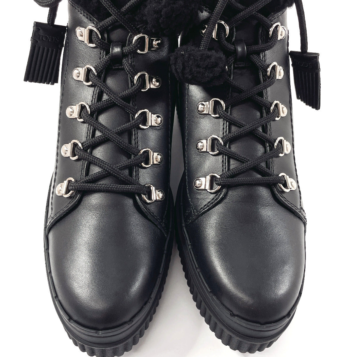 Tod'S Boots Xxw39A0W061Hxmb999 Leather Black Lace Up Boots Women 40 1/2