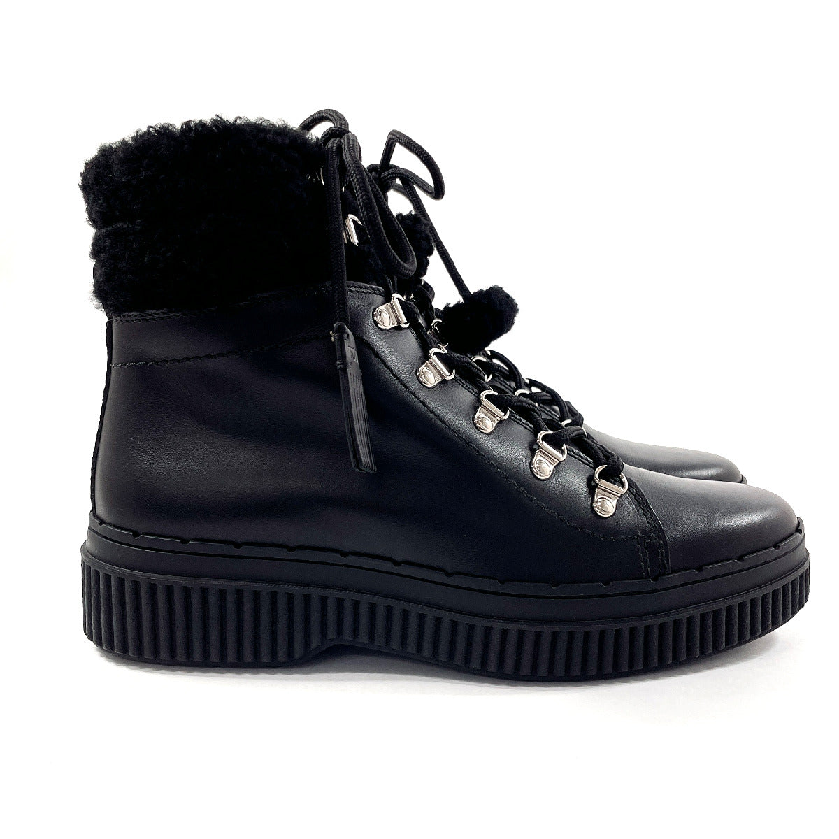 Tod'S Boots Xxw39A0W061Hxmb999 Leather Black Lace Up Boots Women 40 1/2
