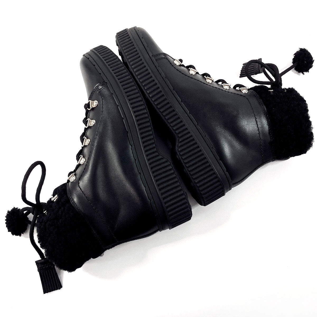 Tod'S Boots Xxw39A0W061Hxmb999 Leather Black Lace Up Boots Women 40 1/2