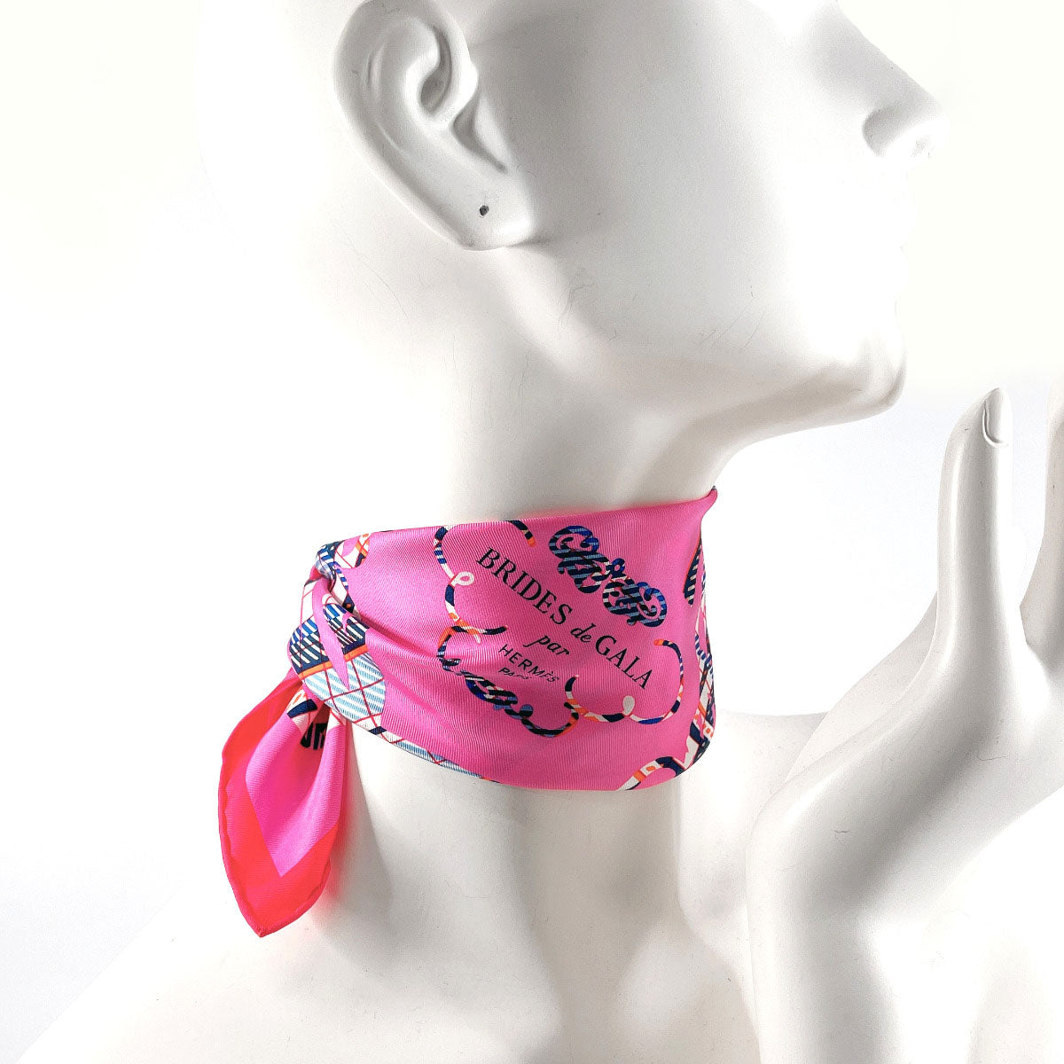Hermes Scarf 894052S Silk, 100% Silk Pink Brides De Gala Tartan Gavroche 45 Women