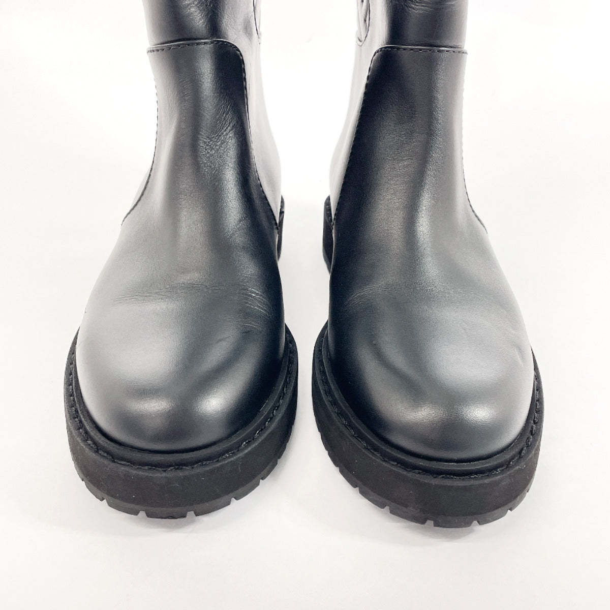 Fendi Boots 8U8036 Leather Black 21Aw Embossed Ff Motif Long Boots Zucca 37