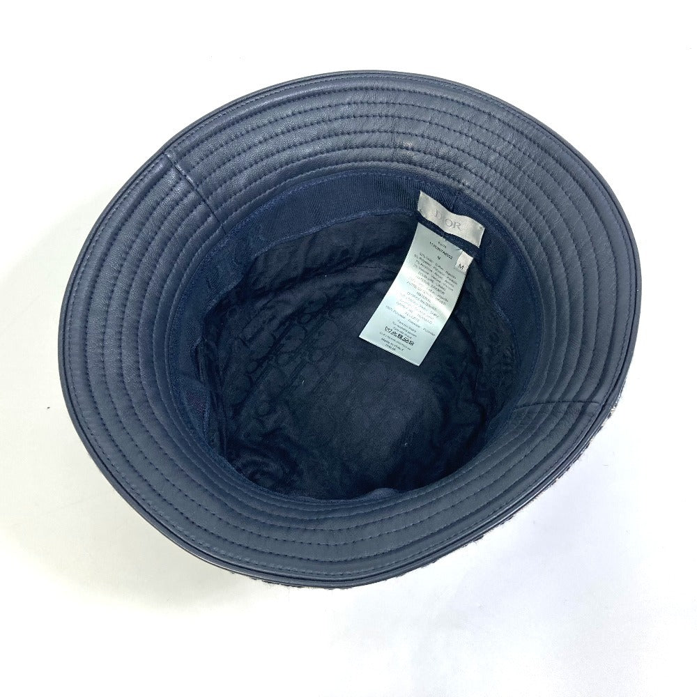 Christian Dior Hat 113C907A4502 Canvas / Leather Navy Oblique Bucket Women M