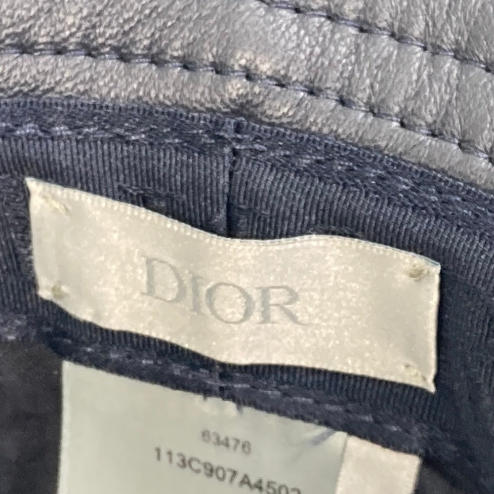 Christian Dior Hat 113C907A4502 Canvas / Leather Navy Oblique Bucket Women M