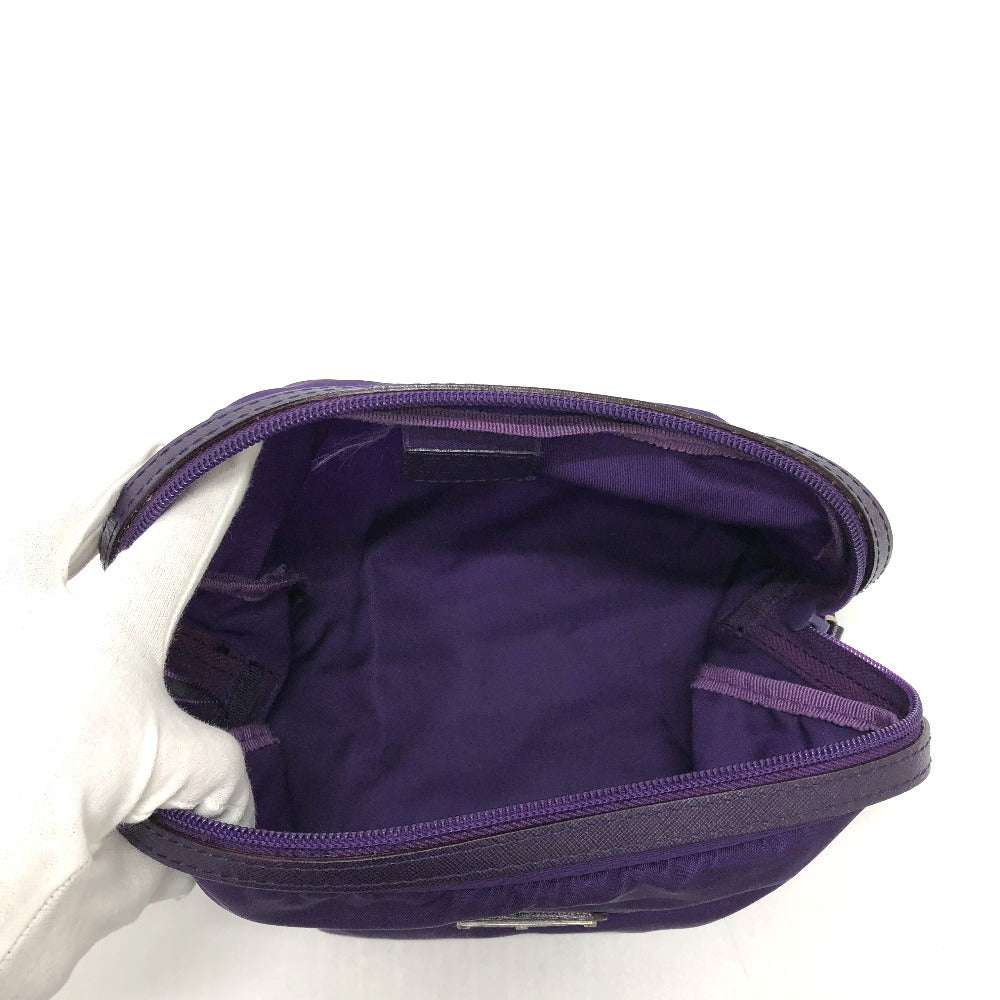 Prada Pouch Nylon Purple Triangle Logo Accessory Case Women