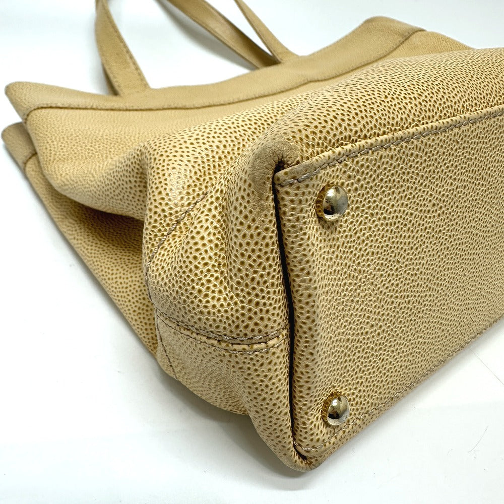 Chanel Tote Bag Caviar Skin Beige Coco Mark Cc Women