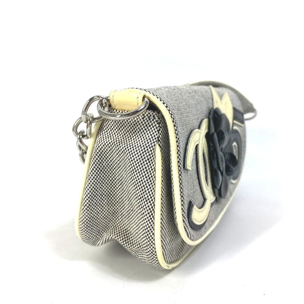 Chanel Shoulder Bag Canvas Gray Type No.5 Cc Camellia Coco Mark Chain Women