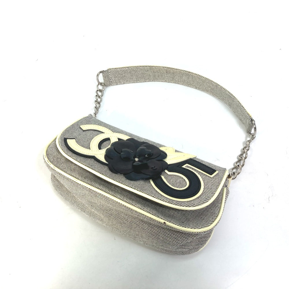 Chanel Shoulder Bag Canvas Gray Type No.5 Cc Camellia Coco Mark Chain Women