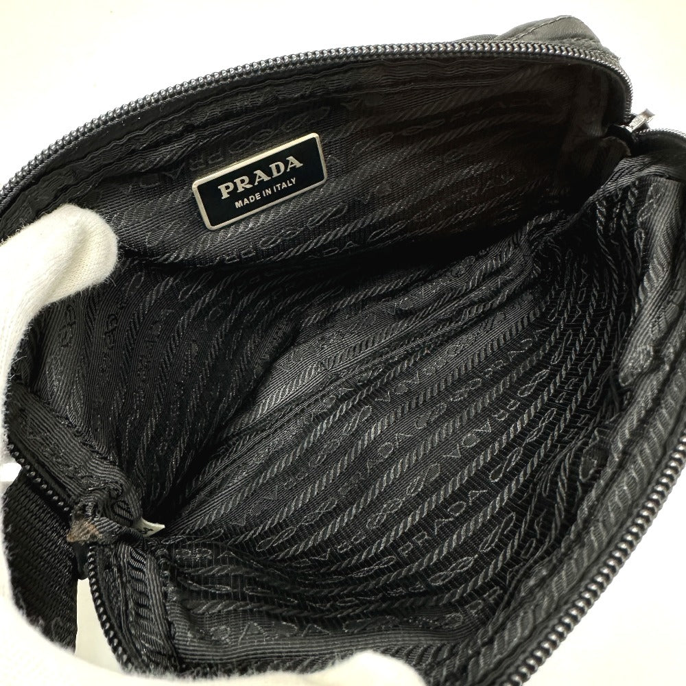 Prada Waist Bag Nylon / Leather Black Triangle Logo Sling Bag Mens