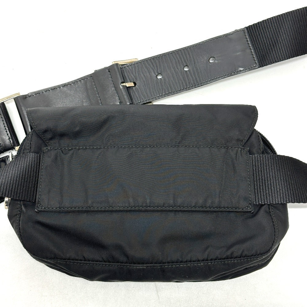 Prada Waist Bag Nylon / Leather Black Triangle Logo Sling Bag Mens