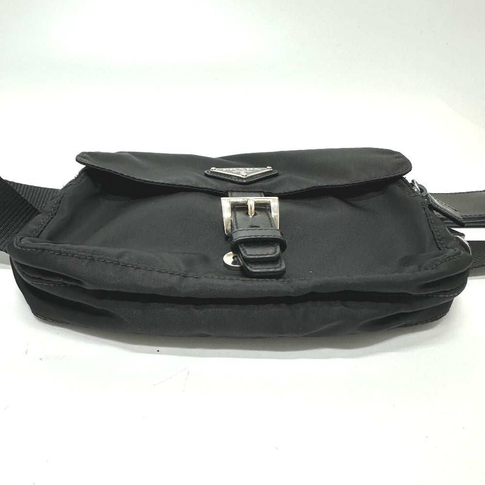Prada Waist Bag Nylon / Leather Black Triangle Logo Sling Bag Mens