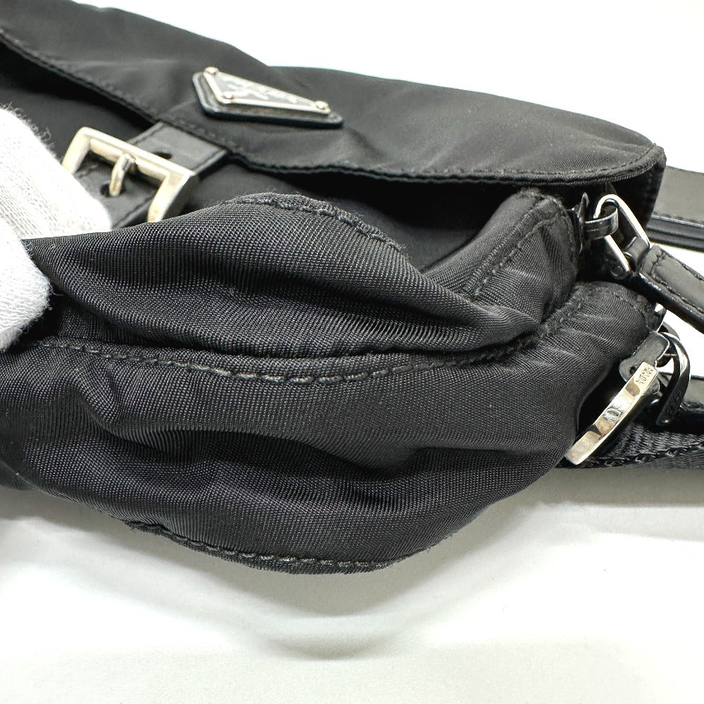 Prada Waist Bag Nylon / Leather Black Triangle Logo Sling Bag Mens