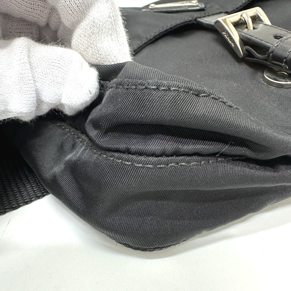 Prada Waist Bag Nylon / Leather Black Triangle Logo Sling Bag Mens