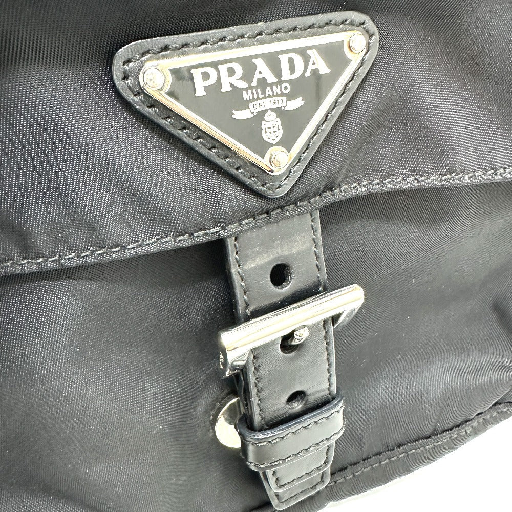 Prada Waist Bag Nylon / Leather Black Triangle Logo Sling Bag Mens
