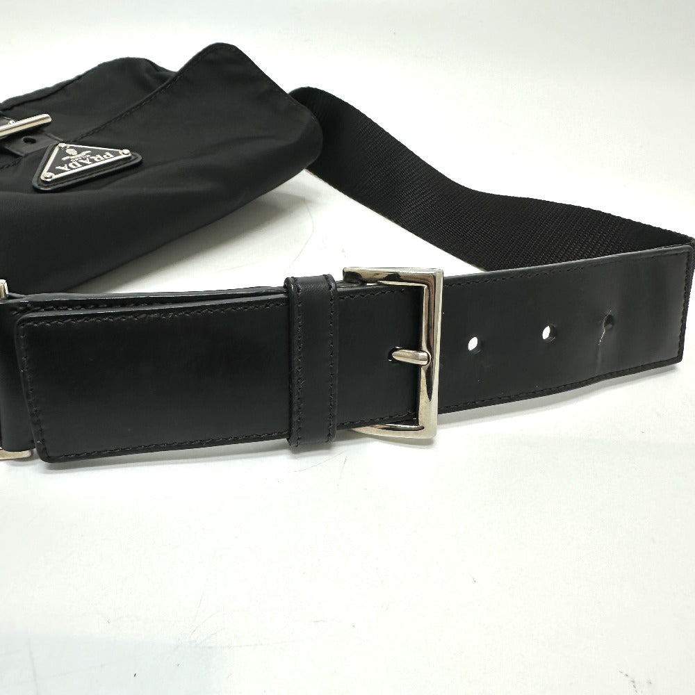 Prada Waist Bag Nylon / Leather Black Triangle Logo Sling Bag Mens