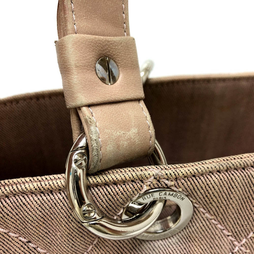 Chanel Tote Bag Cotton Canvas Pink Type Coco Mark Cc Matrasse Women