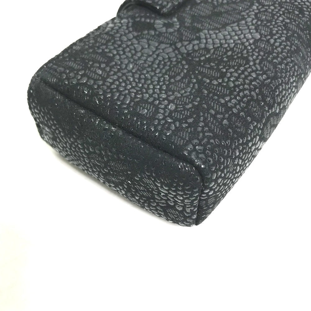 Chanel Pouch Leather Black Coco Mark Cc Women