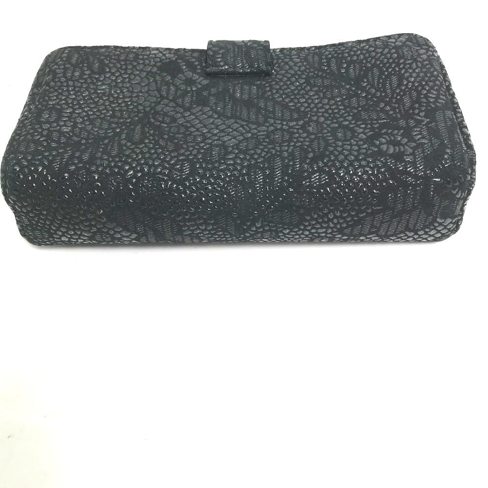Chanel Pouch Leather Black Coco Mark Cc Women