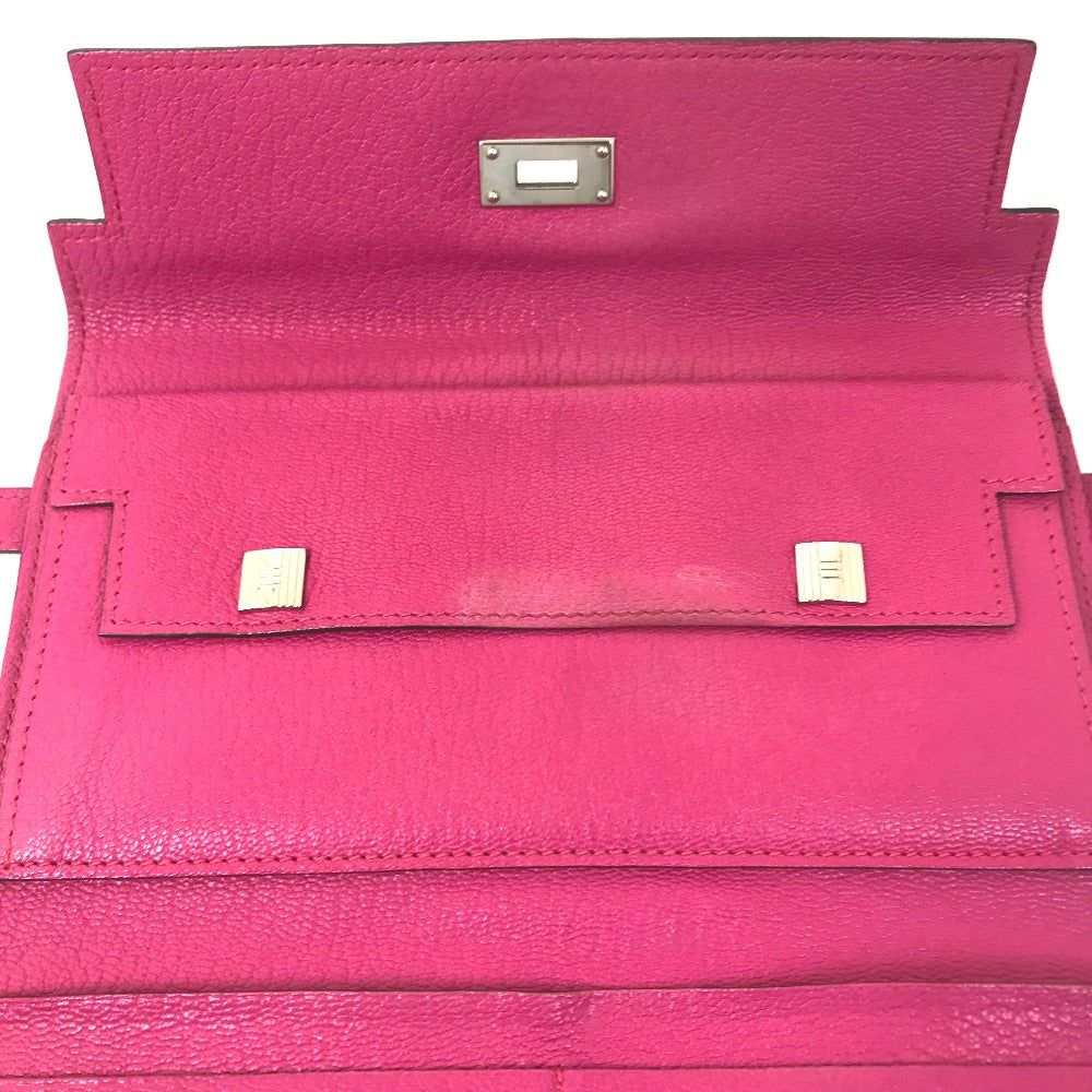 Hermes Long Wallet Purse Shave Pink Type Kelly Wallet Long Depliant Women