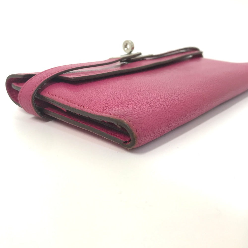 Hermes Long Wallet Purse Shave Pink Type Kelly Wallet Long Depliant Women