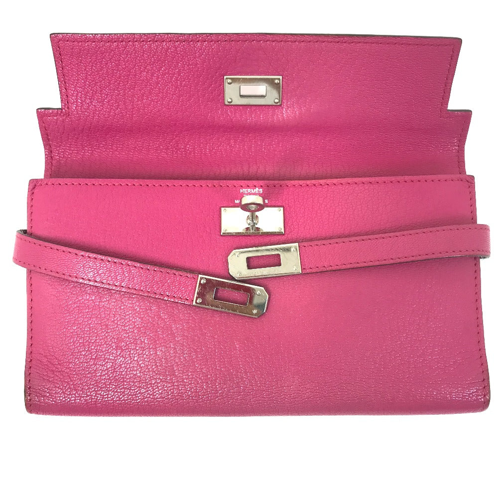 Hermes Long Wallet Purse Shave Pink Type Kelly Wallet Long Depliant Women