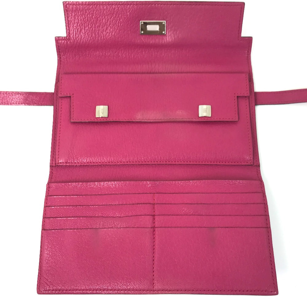 Hermes Long Wallet Purse Shave Pink Type Kelly Wallet Long Depliant Women