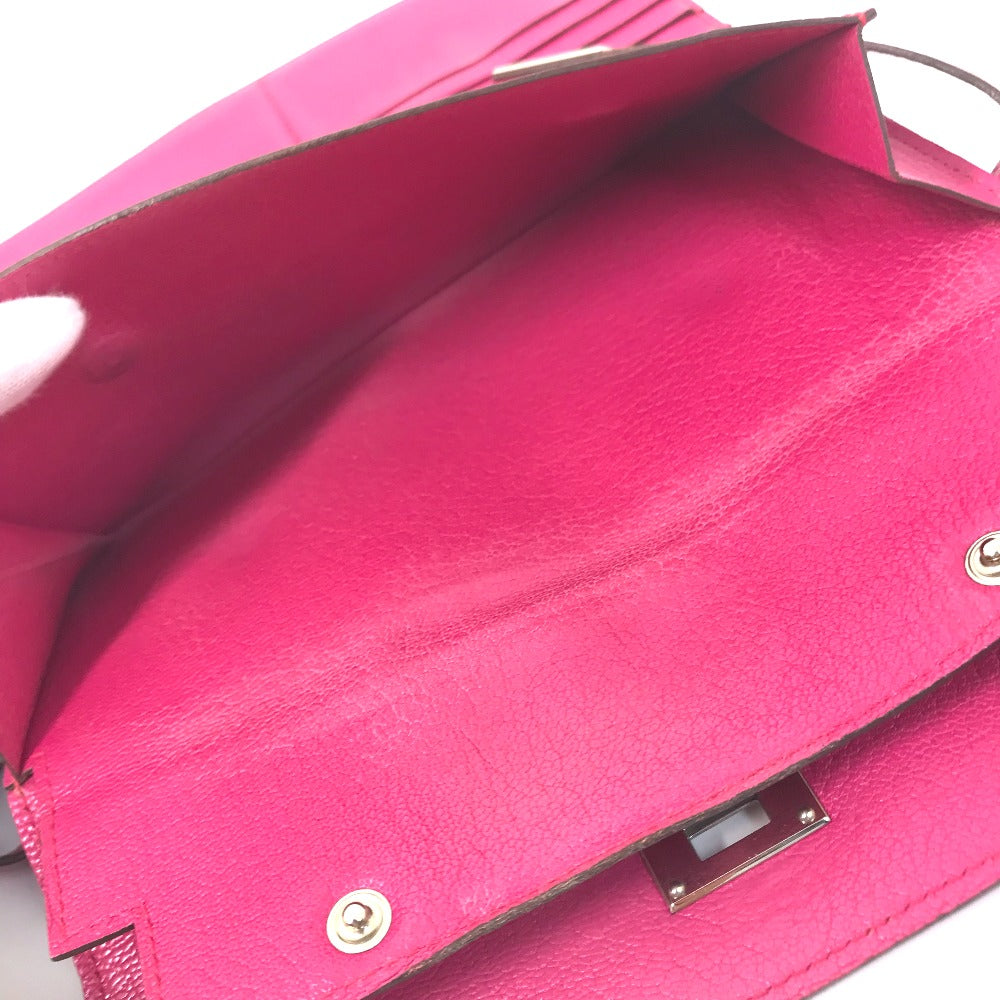 Hermes Long Wallet Purse Shave Pink Type Kelly Wallet Long Depliant Women