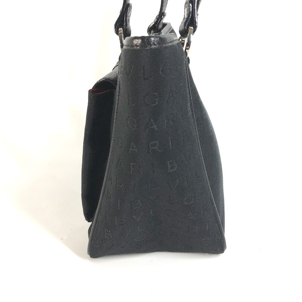 Bvlgari Shoulder Bag Leather / Canvas Black Tote Bag Logo Mania