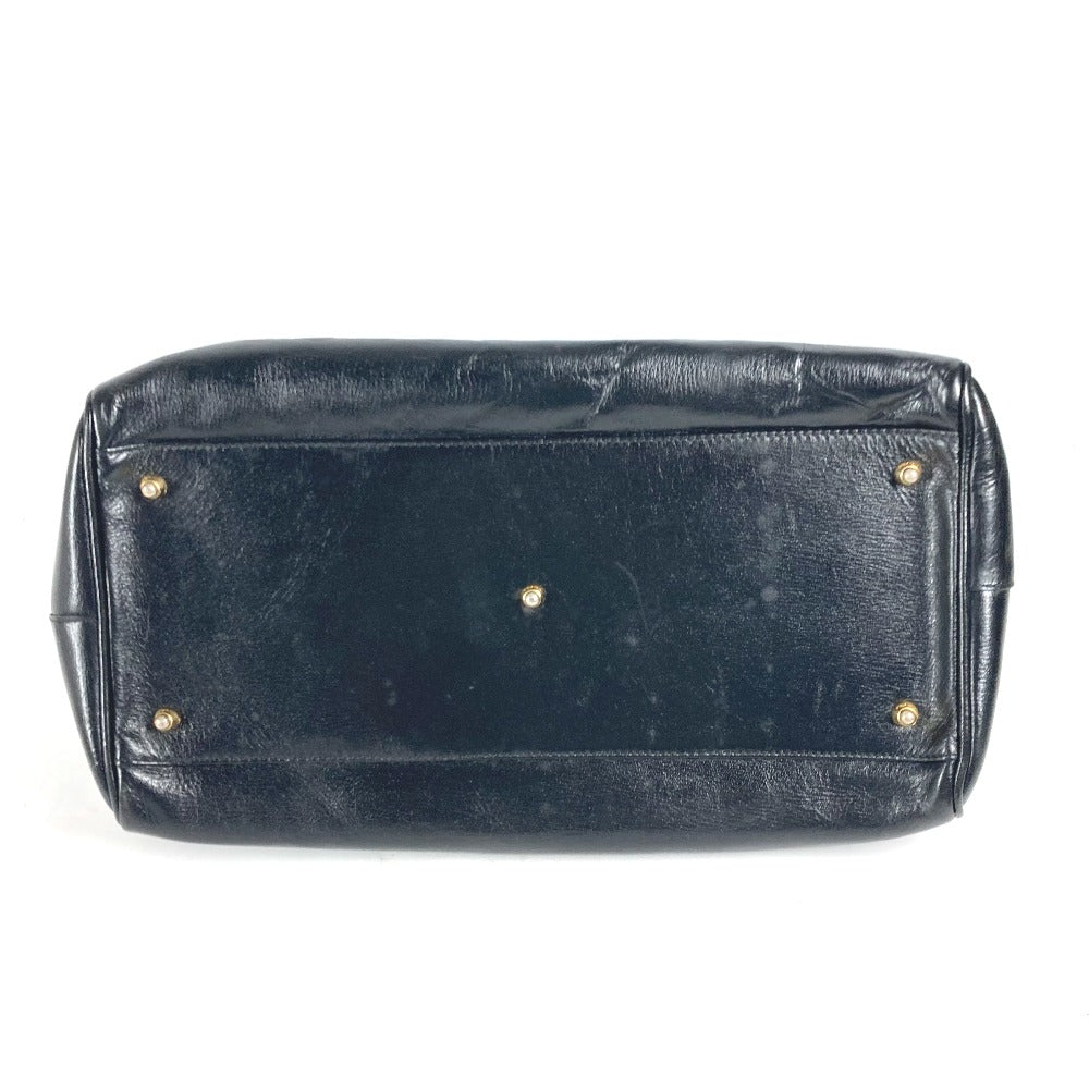 Fendi Handbag Leather Black Doctor Bag Logo Women