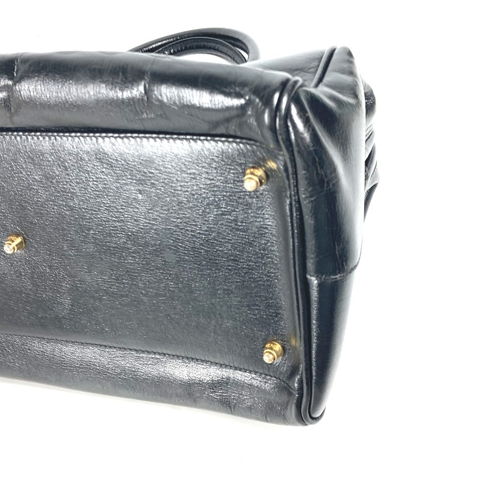 Fendi Handbag Leather Black Doctor Bag Logo Women