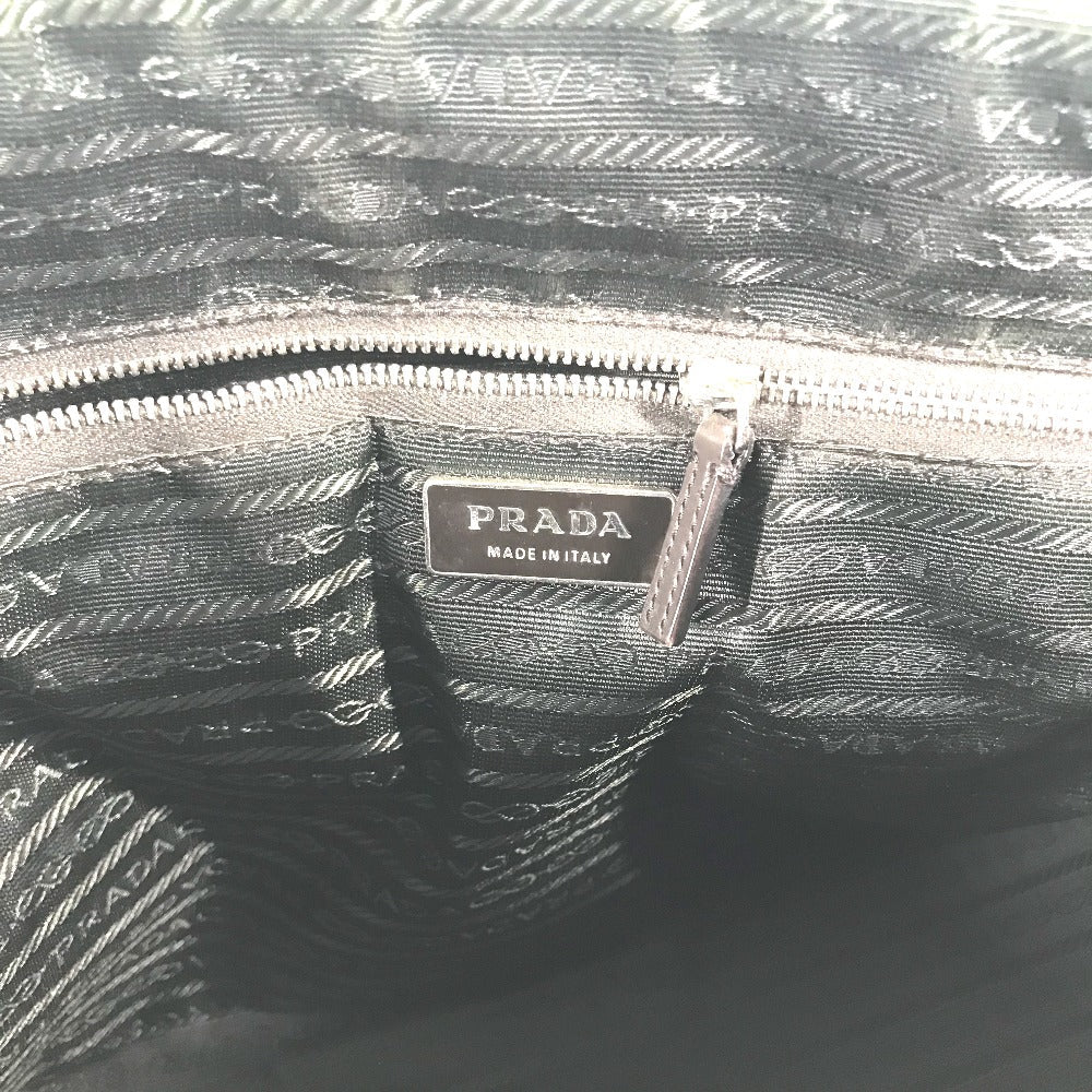 Prada Shoulder Bag Bn0081 Leather / Canvas Beige By Color Triangle Logo Plate